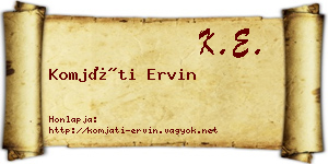 Komjáti Ervin névjegykártya